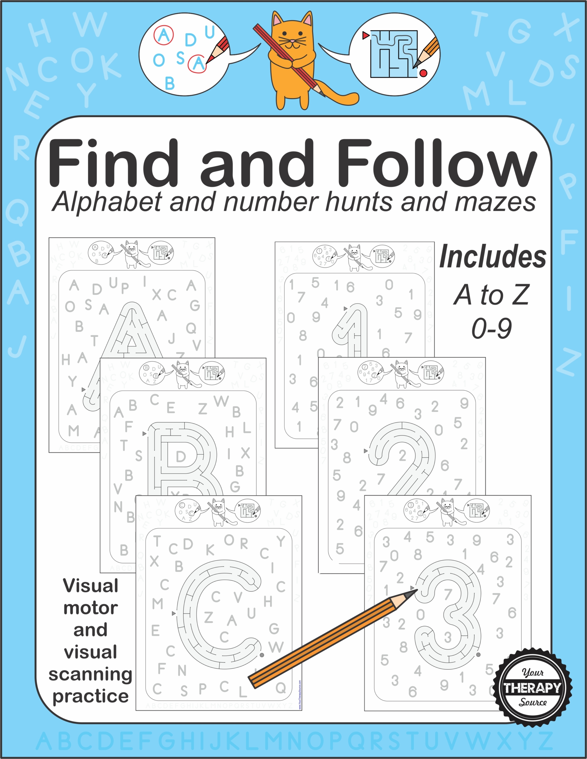 Find and Follow Alphabet Numbers hunts and mazes
