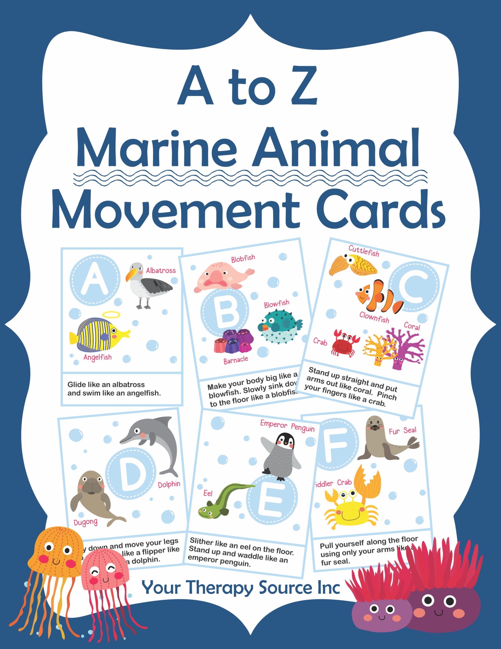 A to Z Marine Animal Movement Cards