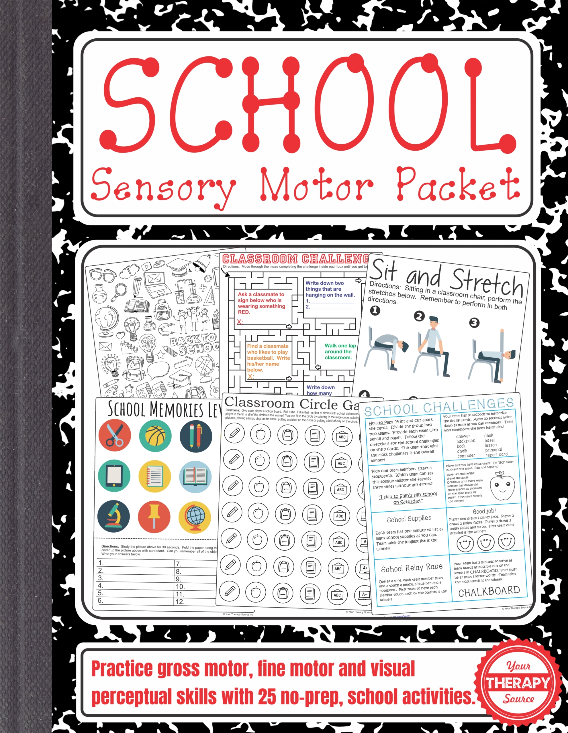 School Sensory Motor Packet - Fine, Gross and Visual Motor Skills