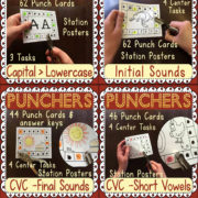 Hole Punch Task Cards BUNDLED: Letter ID, Beginning, Final, & Short Vowel Sounds