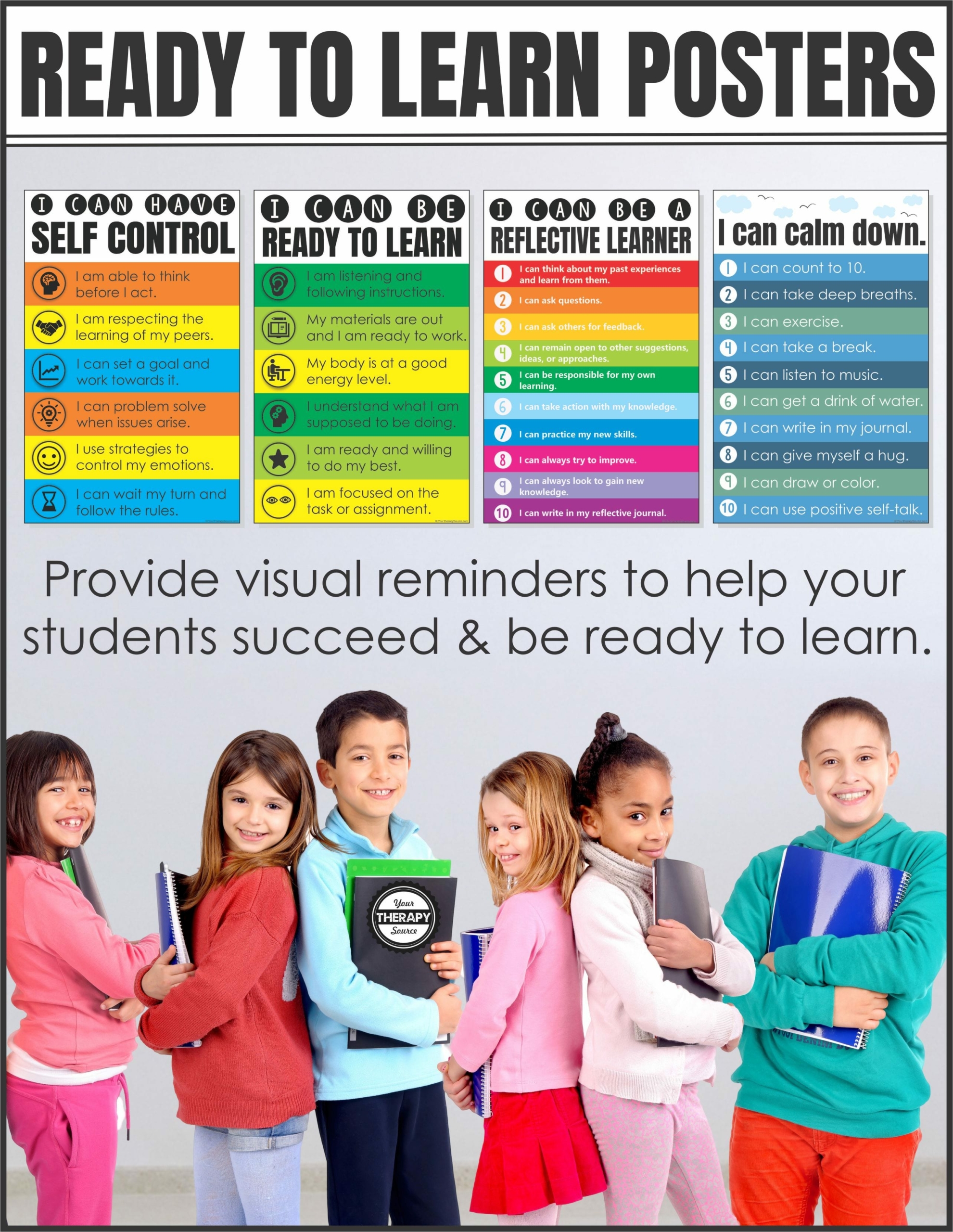 This set of I Can Posters includes 4 posters to provide visual reminders to help your students succeed and be ready to learn.