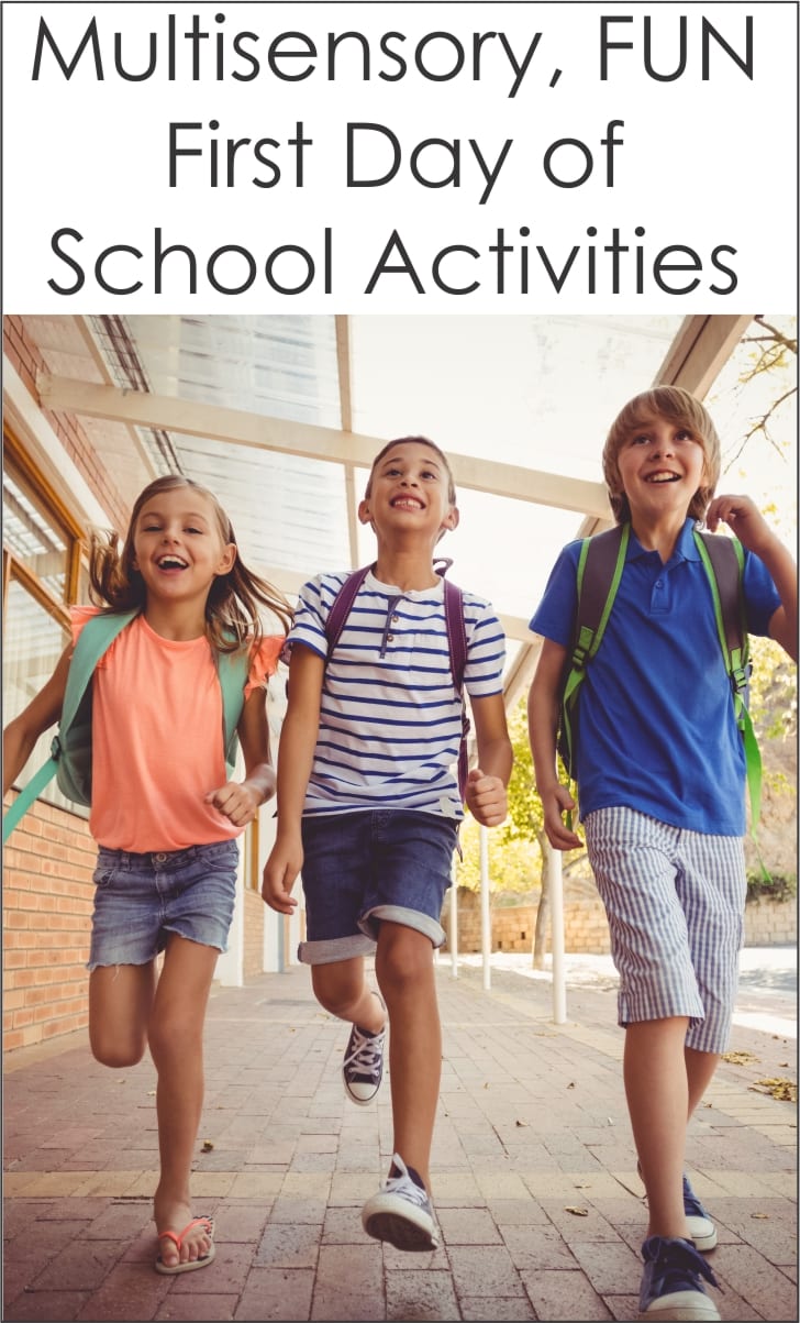 In search of first day of school activities?  Sure you can do the usual, sit down, and share about summer OR you can jazz it up and add in fine motor, gross motor, handwriting, and proprioceptive input!  Maybe you have already started the school year but don't worry these first days of school activities are FUN any time of the year!   