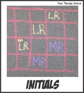 initials sidewalk chalk game