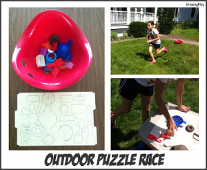 small toy puzzle at http://growingplay.blogspot.com/2012/06/outdoor-puzzle-race.html