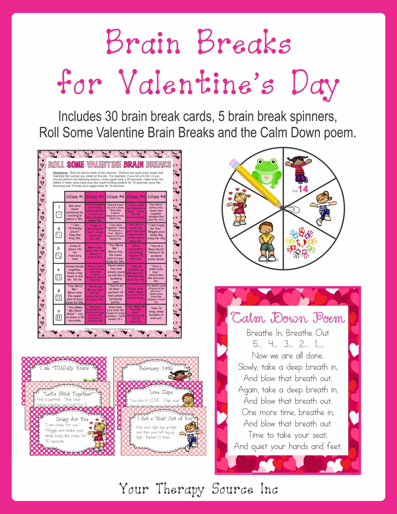 Brain Breaks Valentine from https://www.yourtherapysource.com/brainbreaksvalentine.html