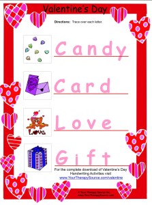 Valentine's Day Handwriting from https://www.yourtherapysource.com/valentinefree.html