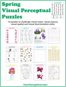 Spring Visual Perceptual Puzzles from https://www.yourtherapysource.com/vpspring.html