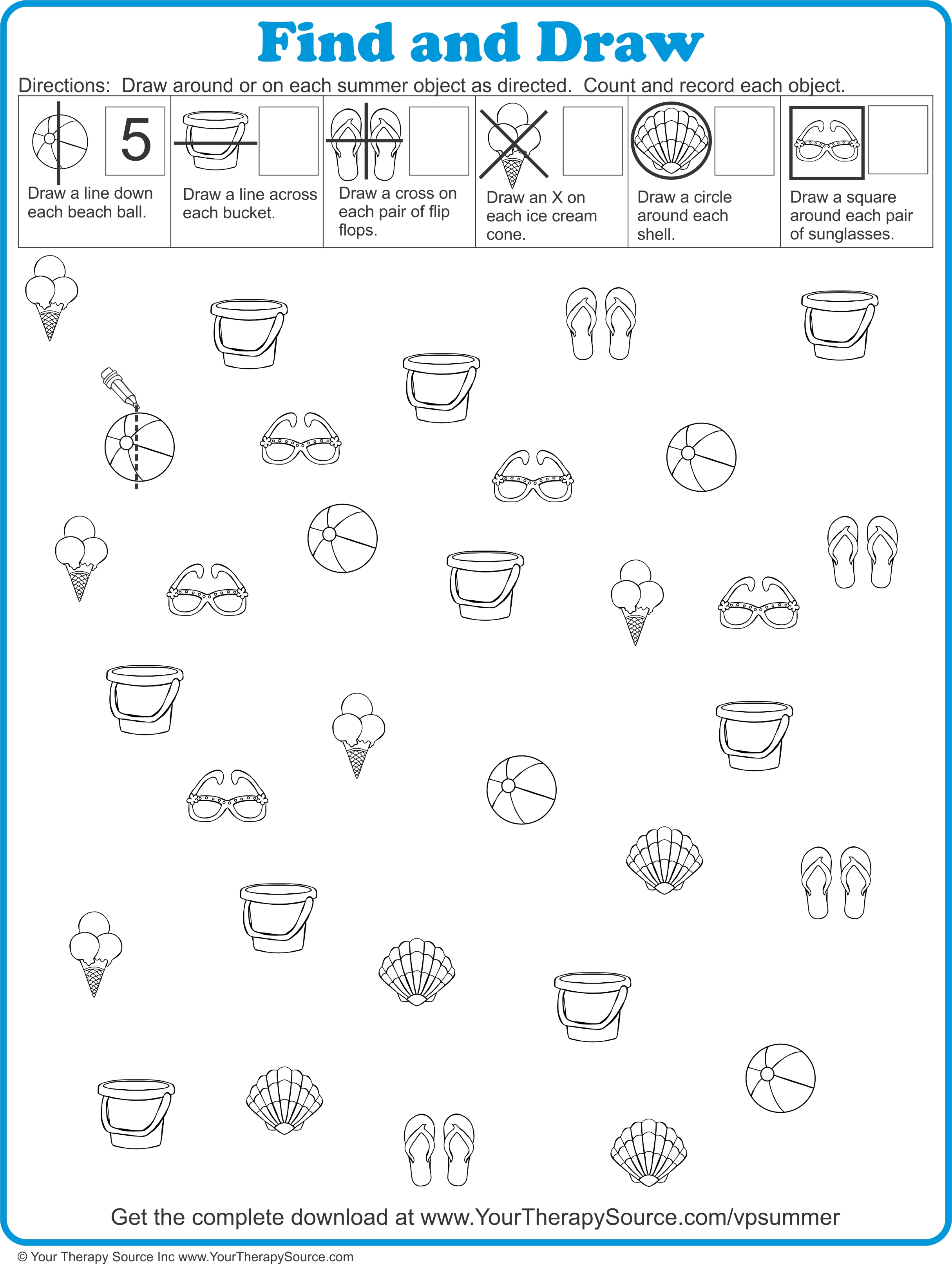 worksheet Visual Perception Worksheets visual motor archives page 3 of 6 your therapy source find and draw summer puzzle freebie