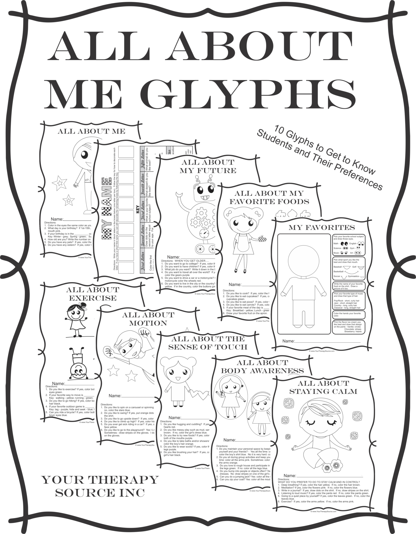 All About Me Glyphs https://www.yourtherapysource.com/glyphsme.html