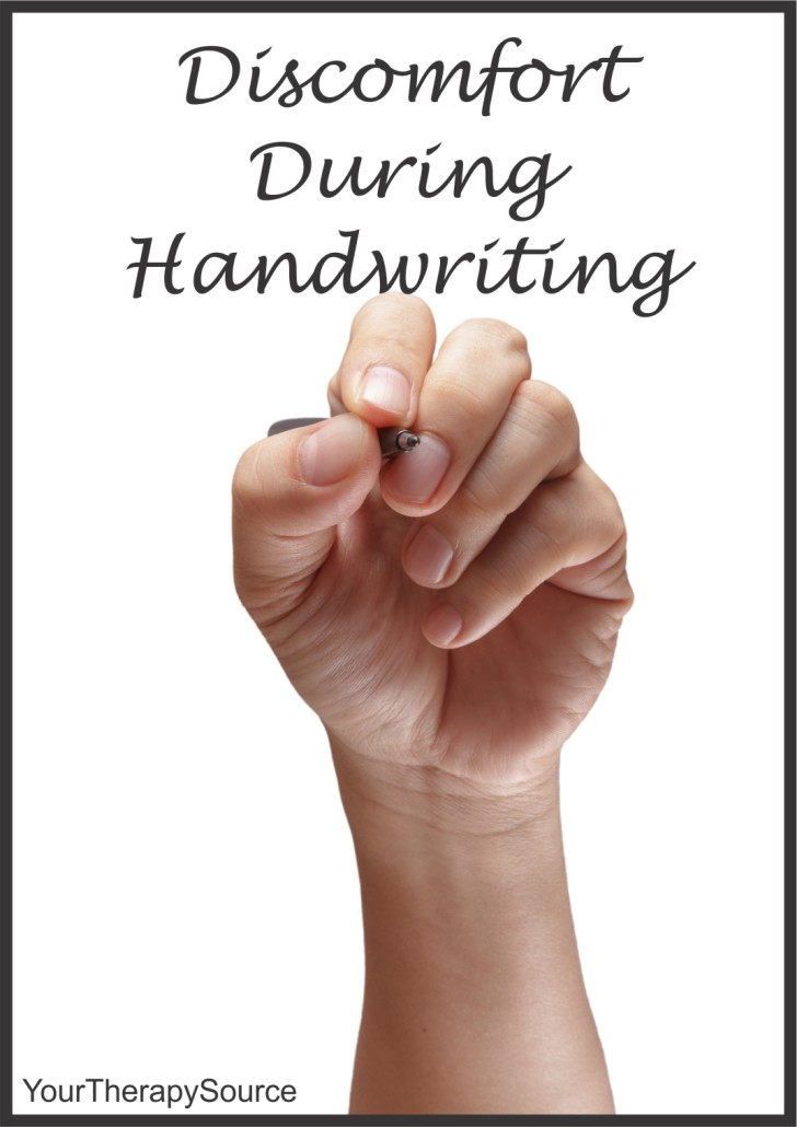Discomfort during handwriting from www.YourTherapySource.com/blog1