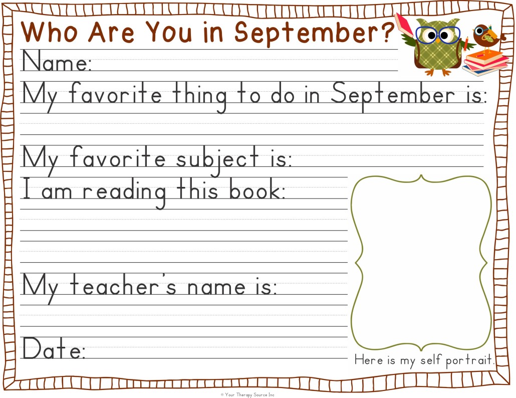 Who Are You in September? from https://www.yourtherapysource.com/whoareyou.html