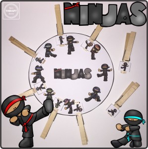 Ninja Clothes Pin Freebie from Your Therapy Source at https://www.yourtherapysource.com/ninjafreebie.html