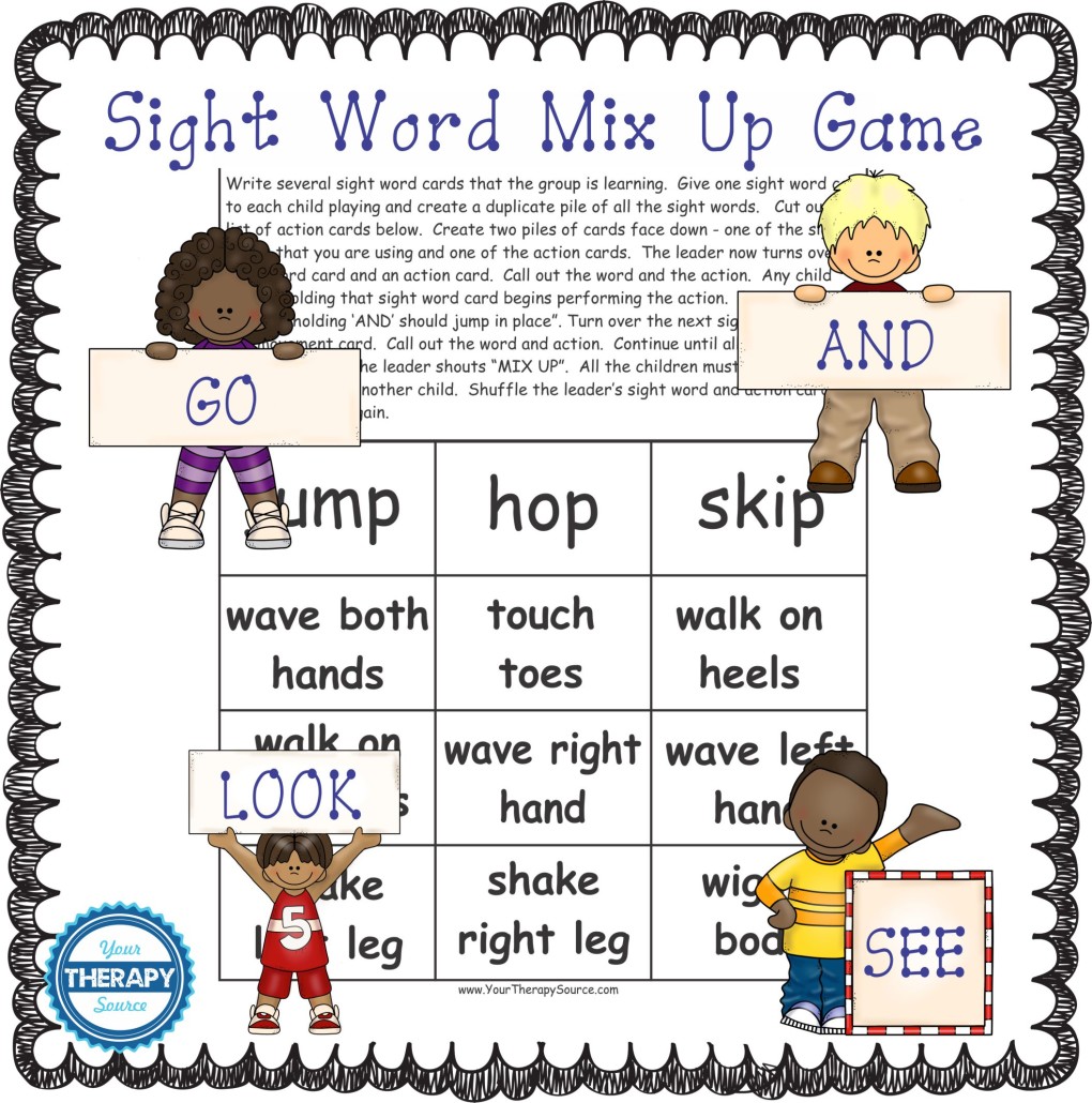 sight word mix up game from Your Therapy Source