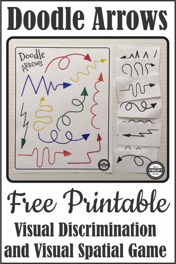 This Doodle Arrow freebie is a fun visual discrimination game that also challenges visual spatial, and visual motor skills. You can download it for FREE at the bottom of the post.