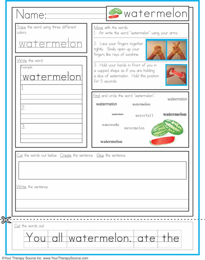 Summer Multisensory Watermelon Handwriting Activity