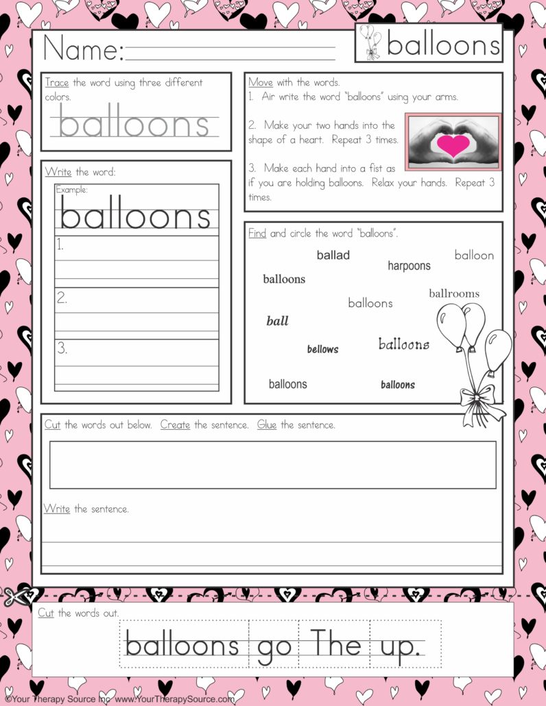 Valentine’s Day Multisensory handwriting Activity