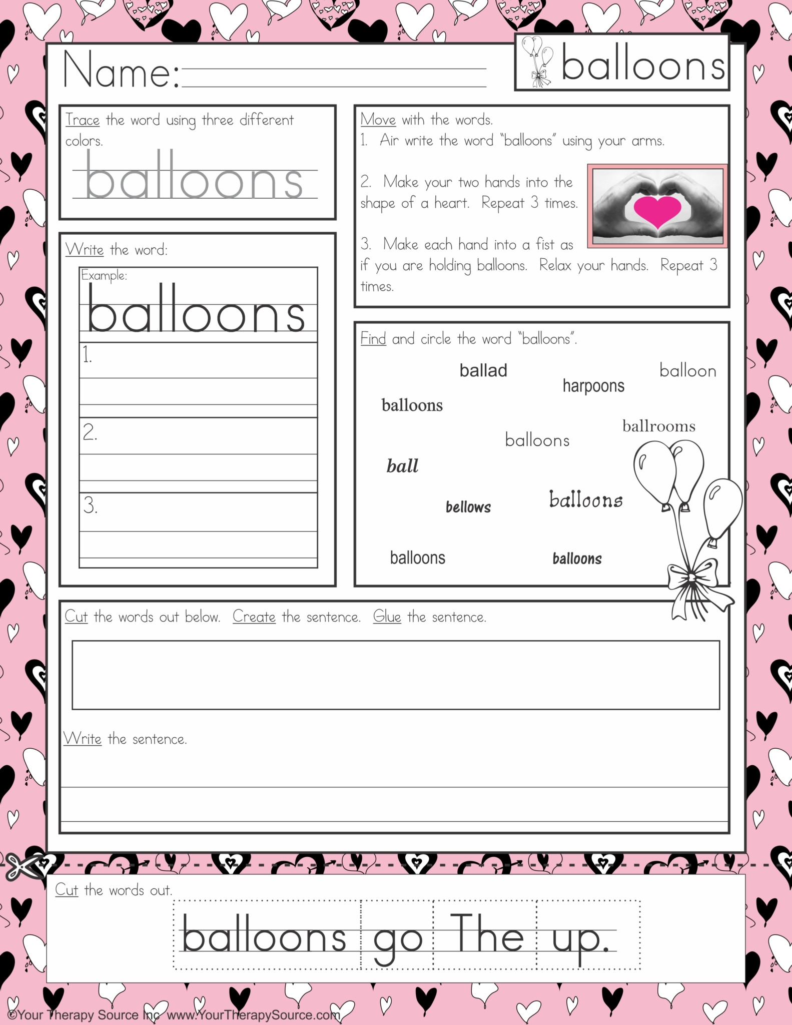 Valentine’s Day Multisensory handwriting Activity