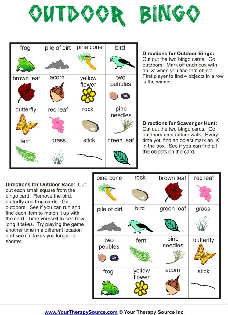 Outdoor Bingo Print and Create Fine Motor Projects Summer Free