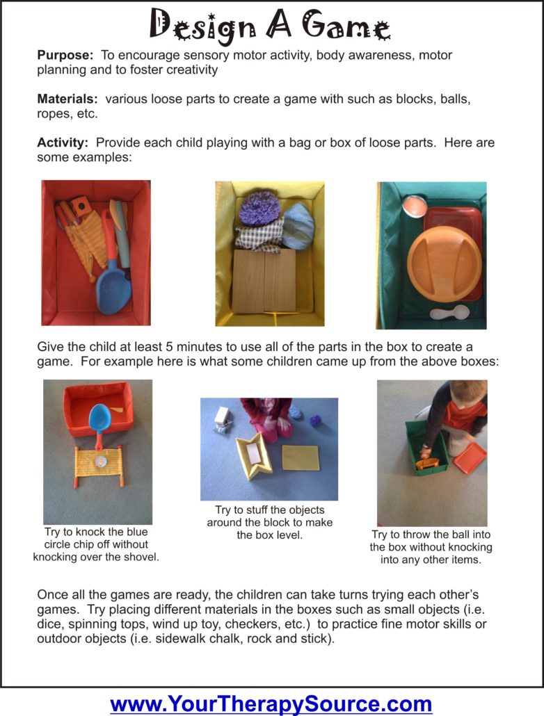 Design A Game Sensory Motor Activity