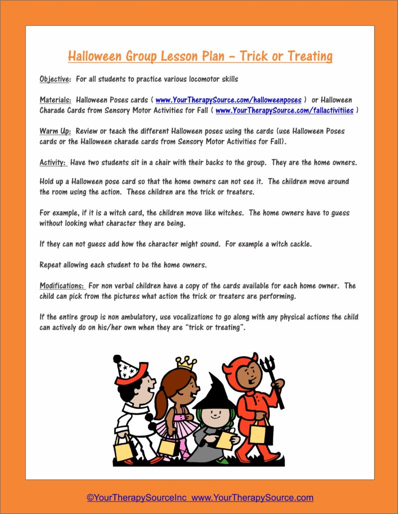 Halloween Group Lesson Plan Trick or Treating