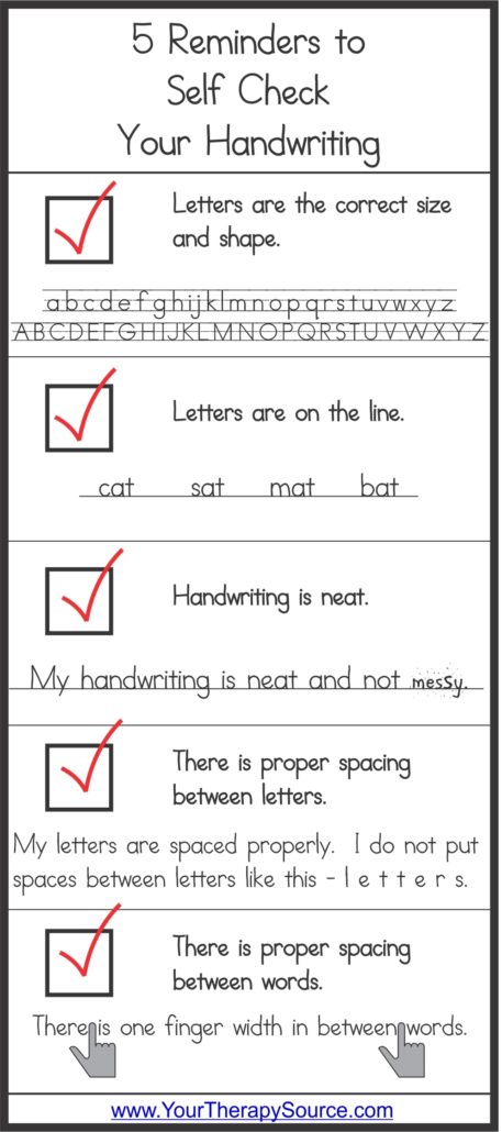 Self Check Handwriting Bookmarks