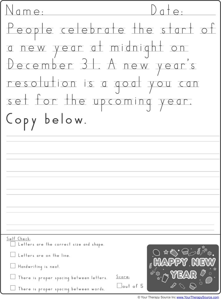 New Year Handwriting Practice