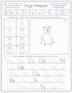 free doggy hangman and step by step drawing instructions