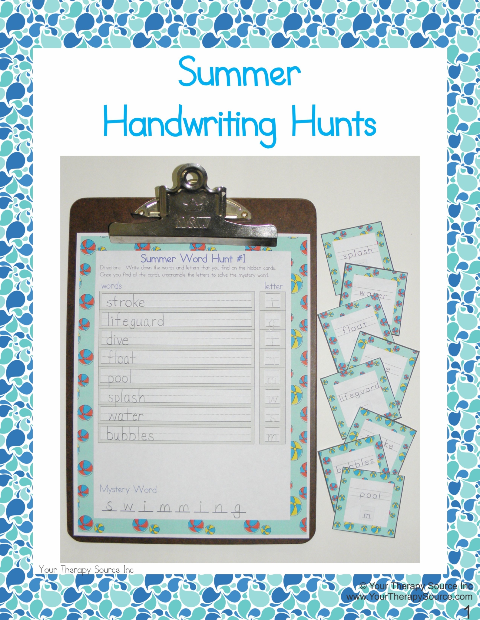Summer Handwriting Hunts