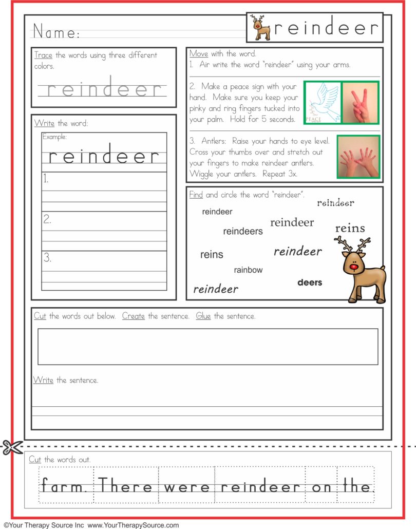 Reindeer Multisensory Handwriting Activity