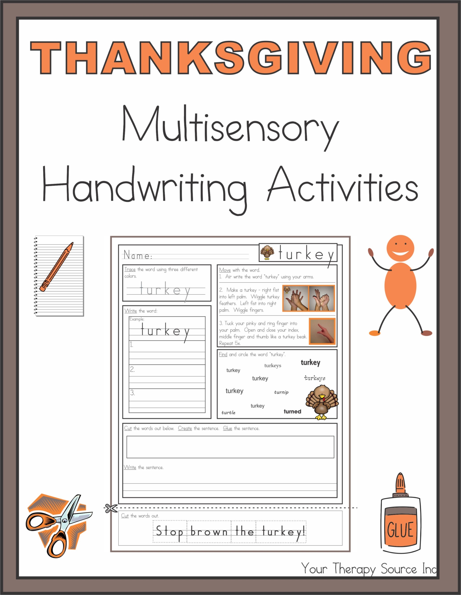 Thanksgiving Multisensory Handwriting Activities