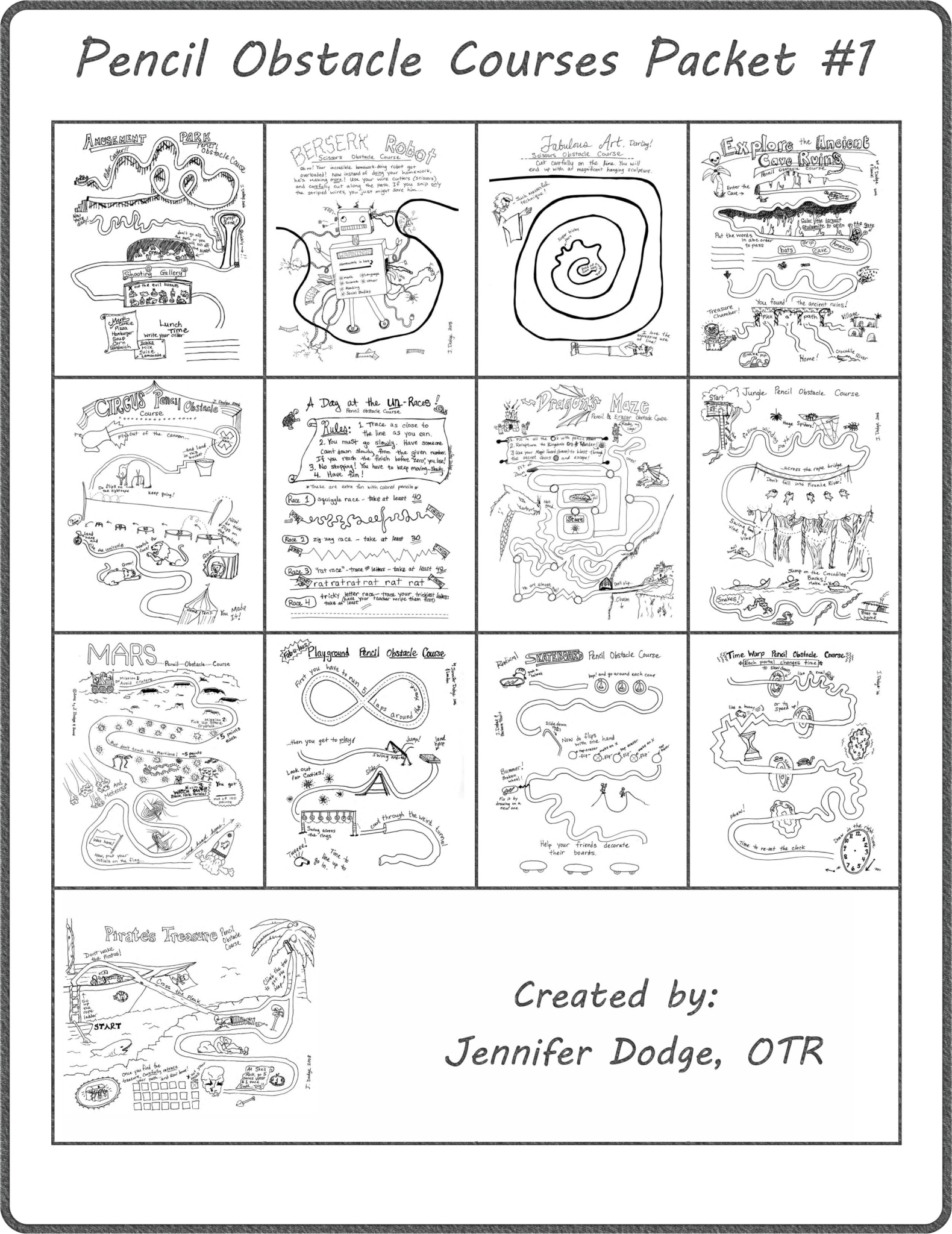Pencil Obstacle Courses Packet
