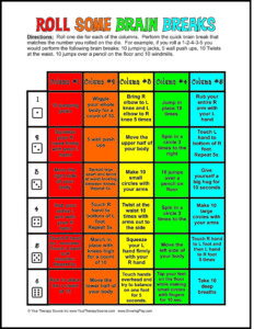 Roll Some Brain Breaks Freebie