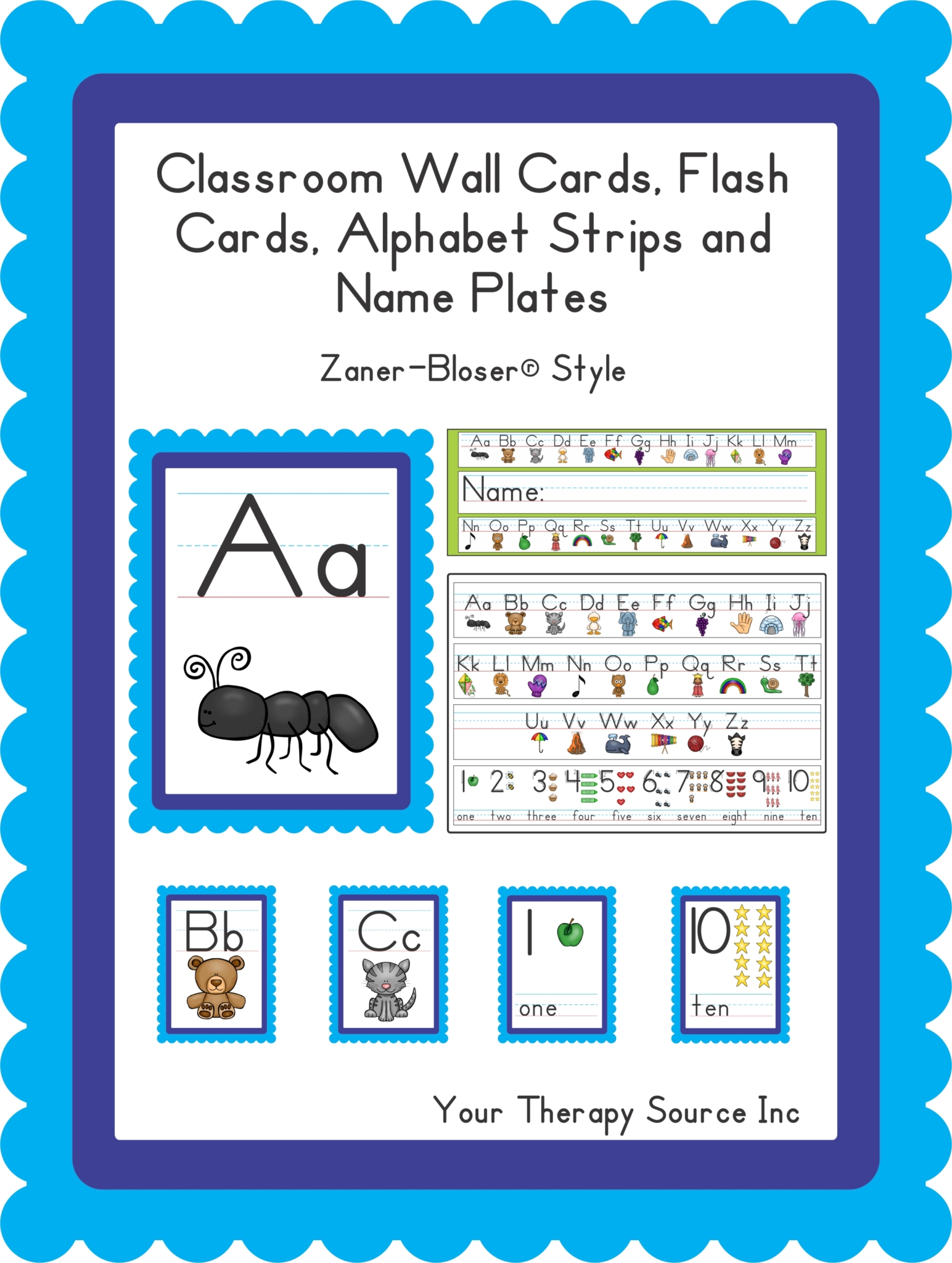 Classroom Wall Cards, Flash Cards, Alphabet Strips and Name Plates Handwriting without Tears® and/or Zaner-Bloser® Style