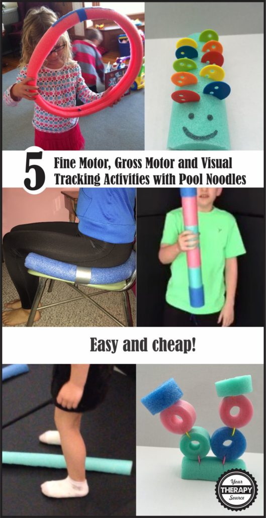5 fine, gross and visual tracking activities with pool noodles