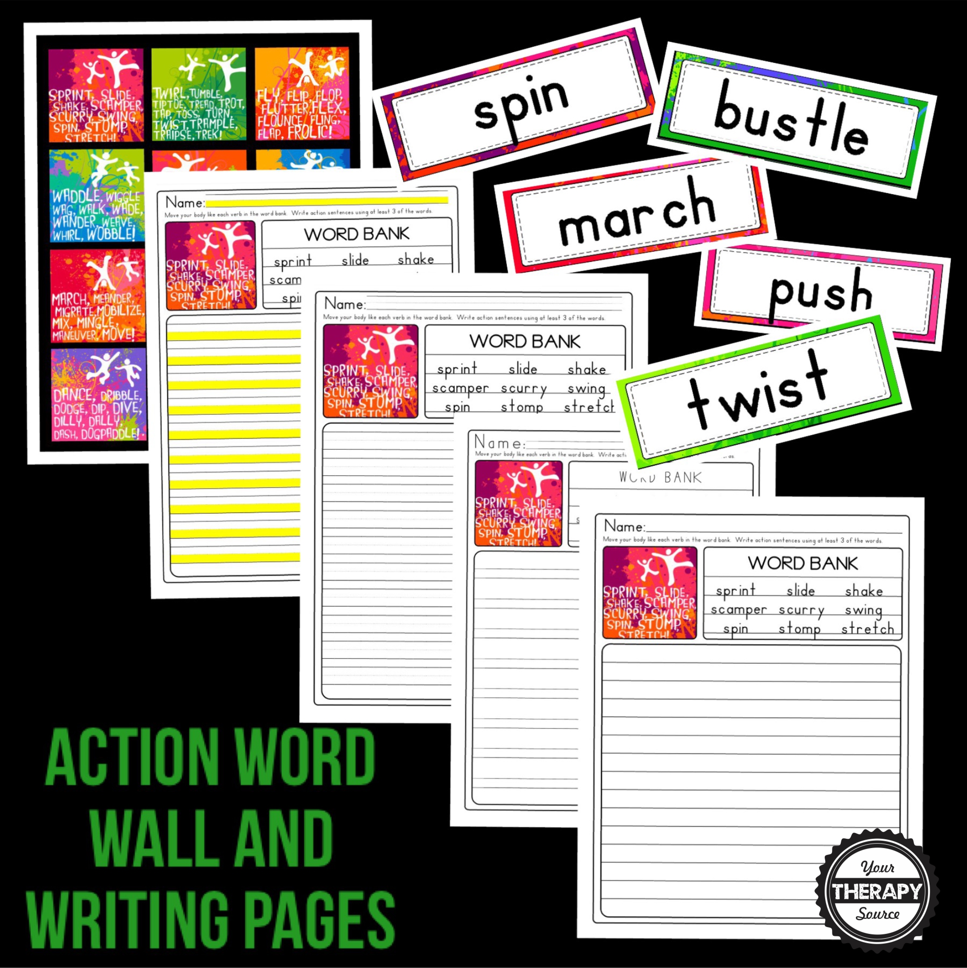 Action Word Writing Packet