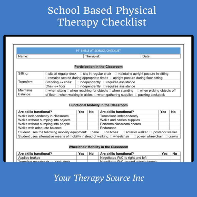 School Based Physical Therapy Checklist