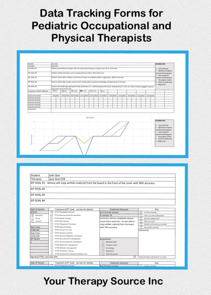 Data Tracking Forms for School Based Occupational and Physical Therapy