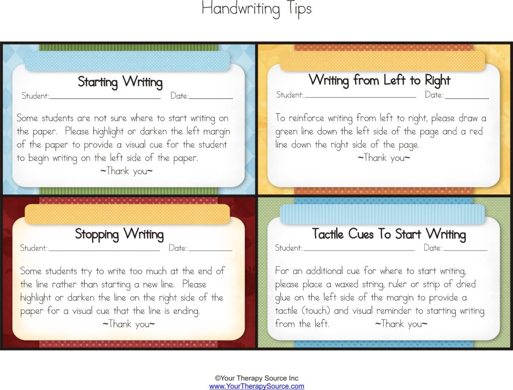 4 Sample OTR: Handwriting, Organization and Scissor Skills