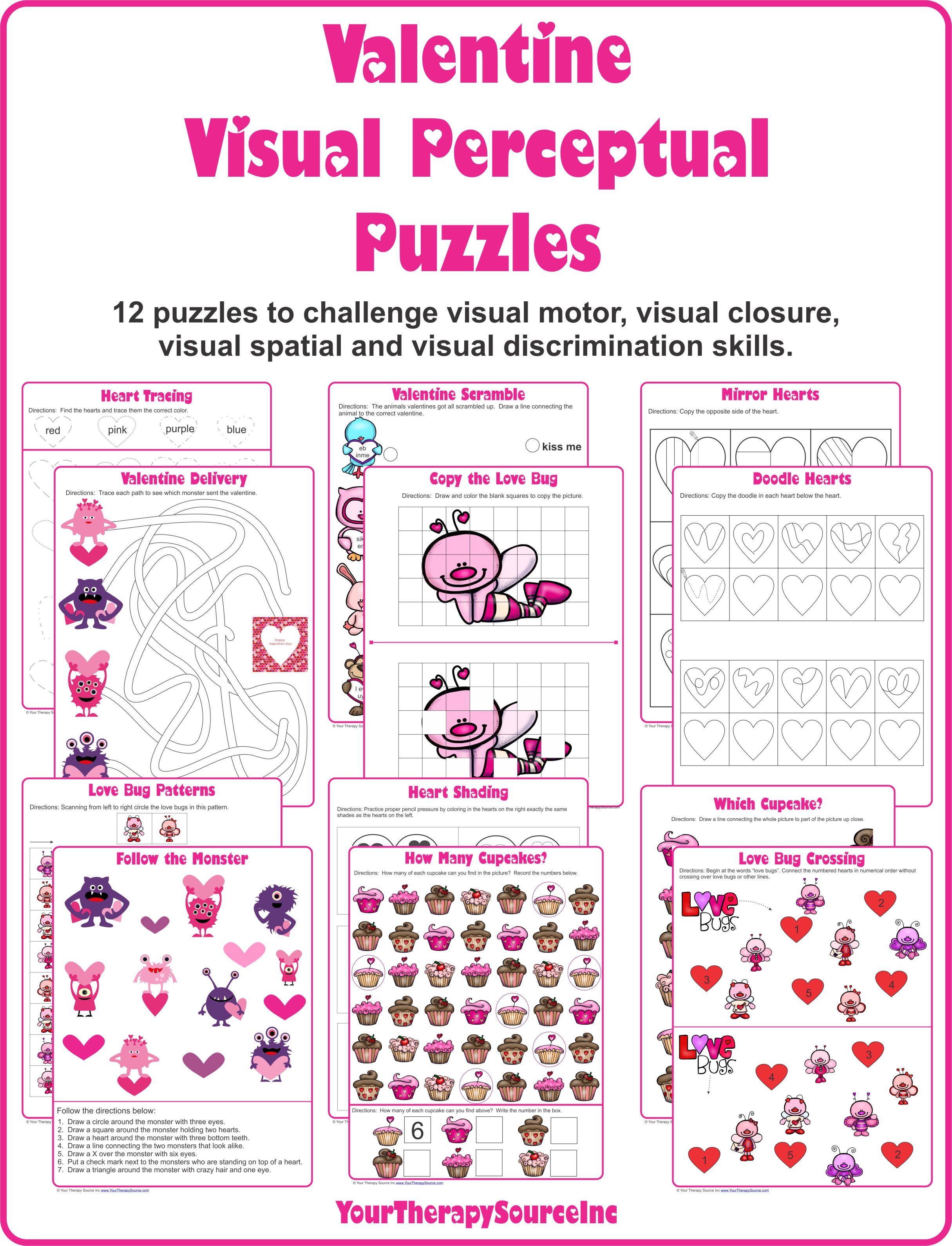 worksheet Free Visual Perception Worksheets winter visual perceptual puzzles your therapy source related products valentine puzzles