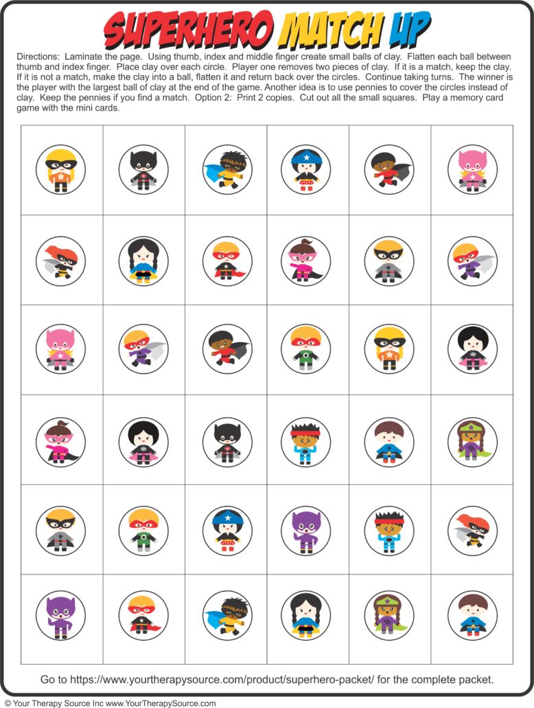 Superhero Packet Freebie