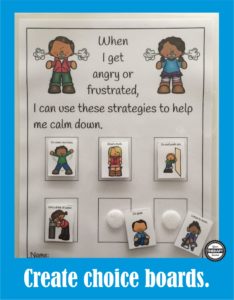 Calming Strategies Suggested Uses Choice Boards