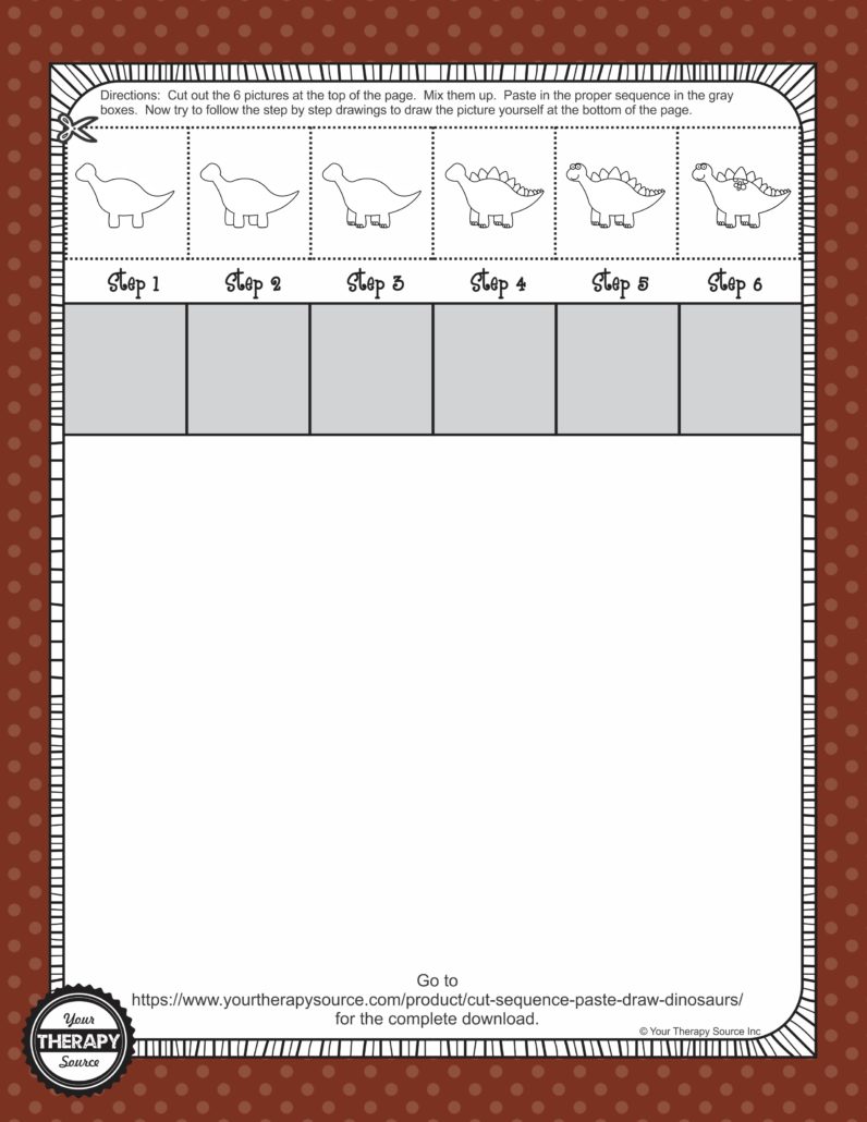 Cut Sequence Draw Dinosaurs Freebie