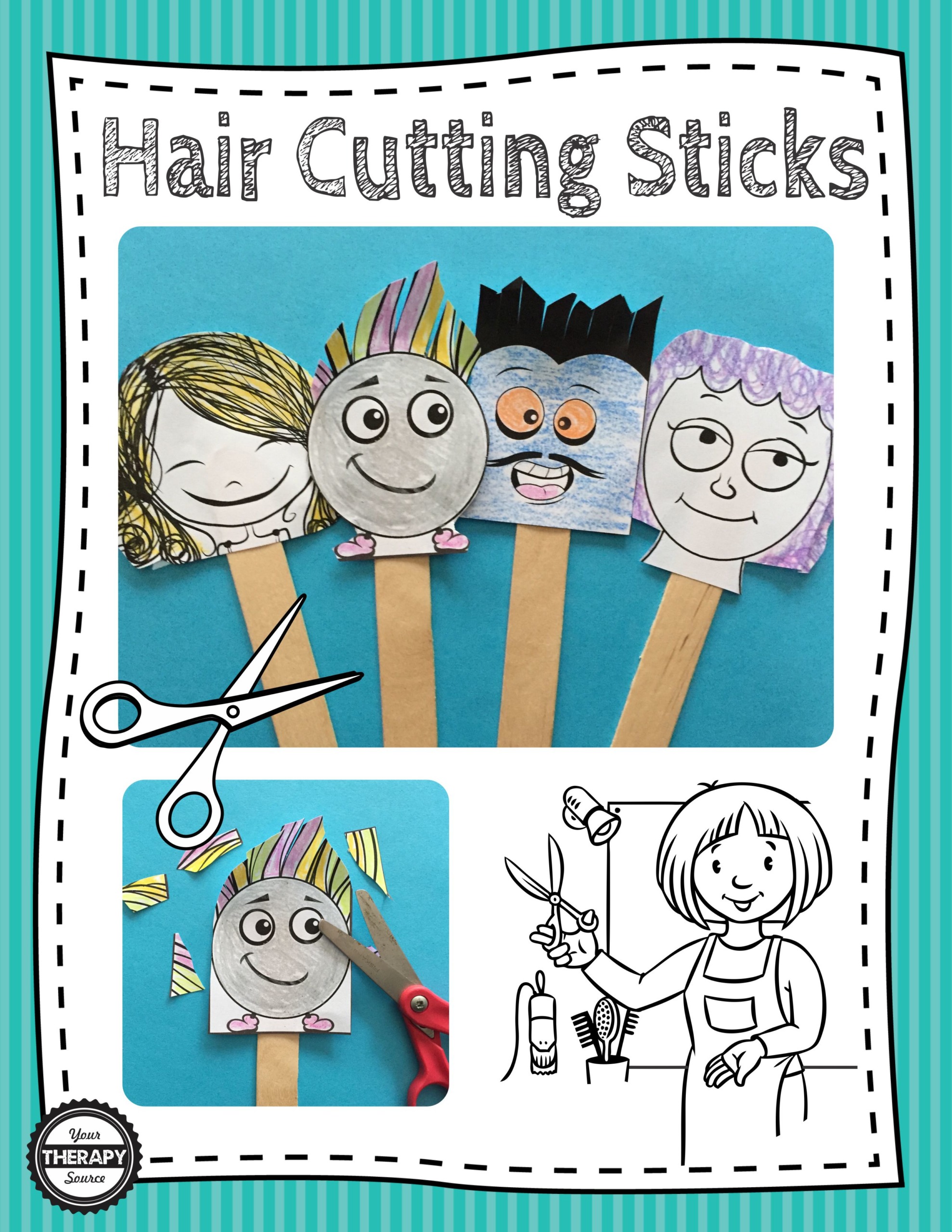 Hair Cutting Sticks Scissor Skills