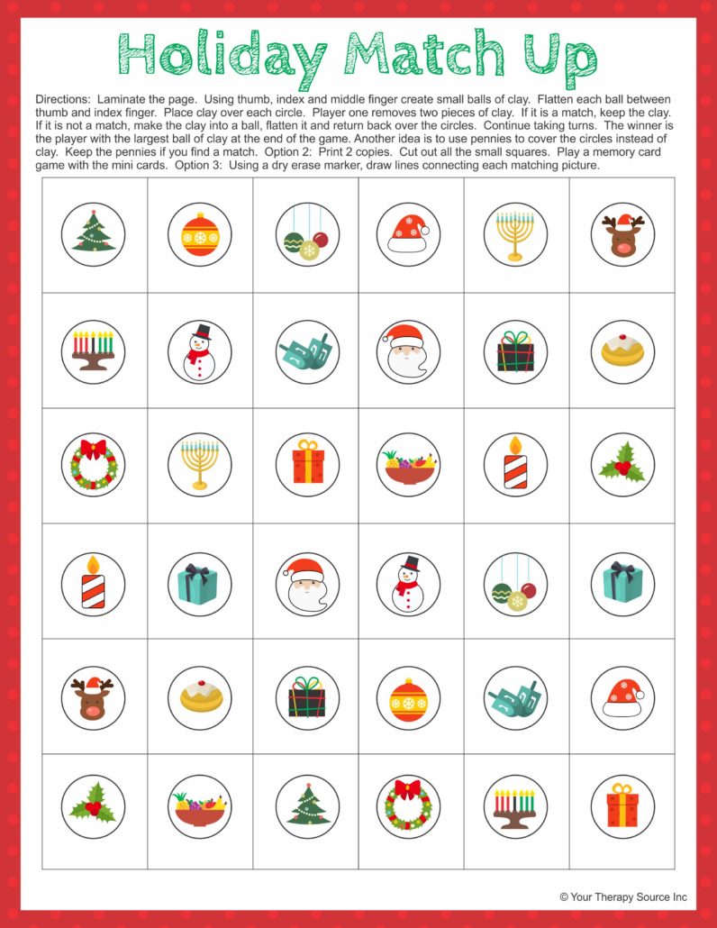December Fine Motor Gross Motor Visual Motor Freebie