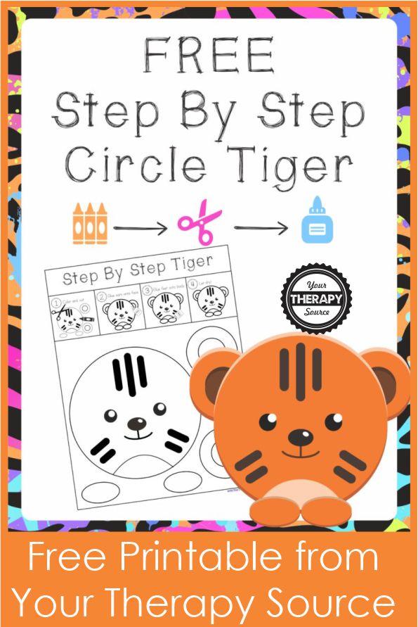Here is a free step by step tiger circle project from the digital packet, Step By Step Circle Animals. Color, cut and paste the circle tiger.