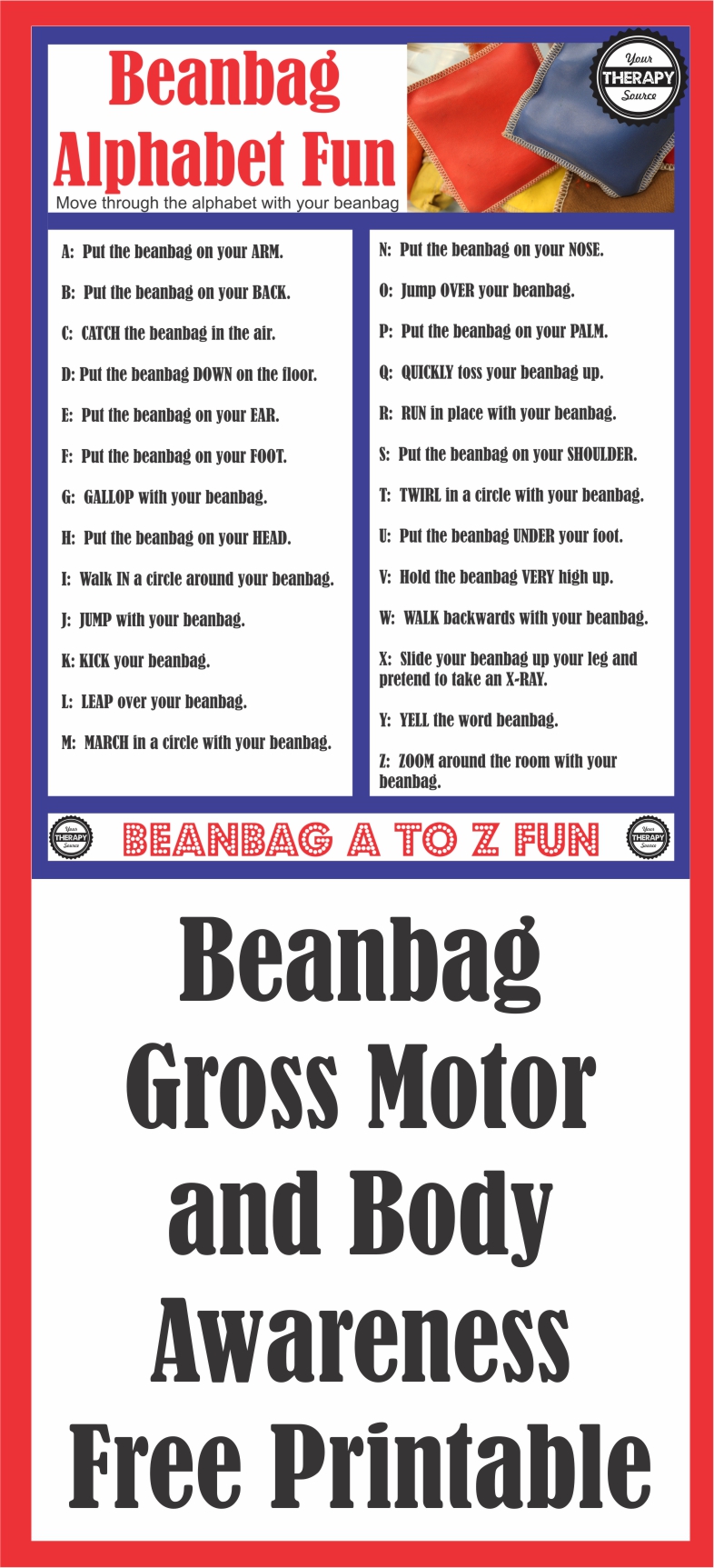 Beanbag Alphabet Fun Gross Motor and Body Awareness