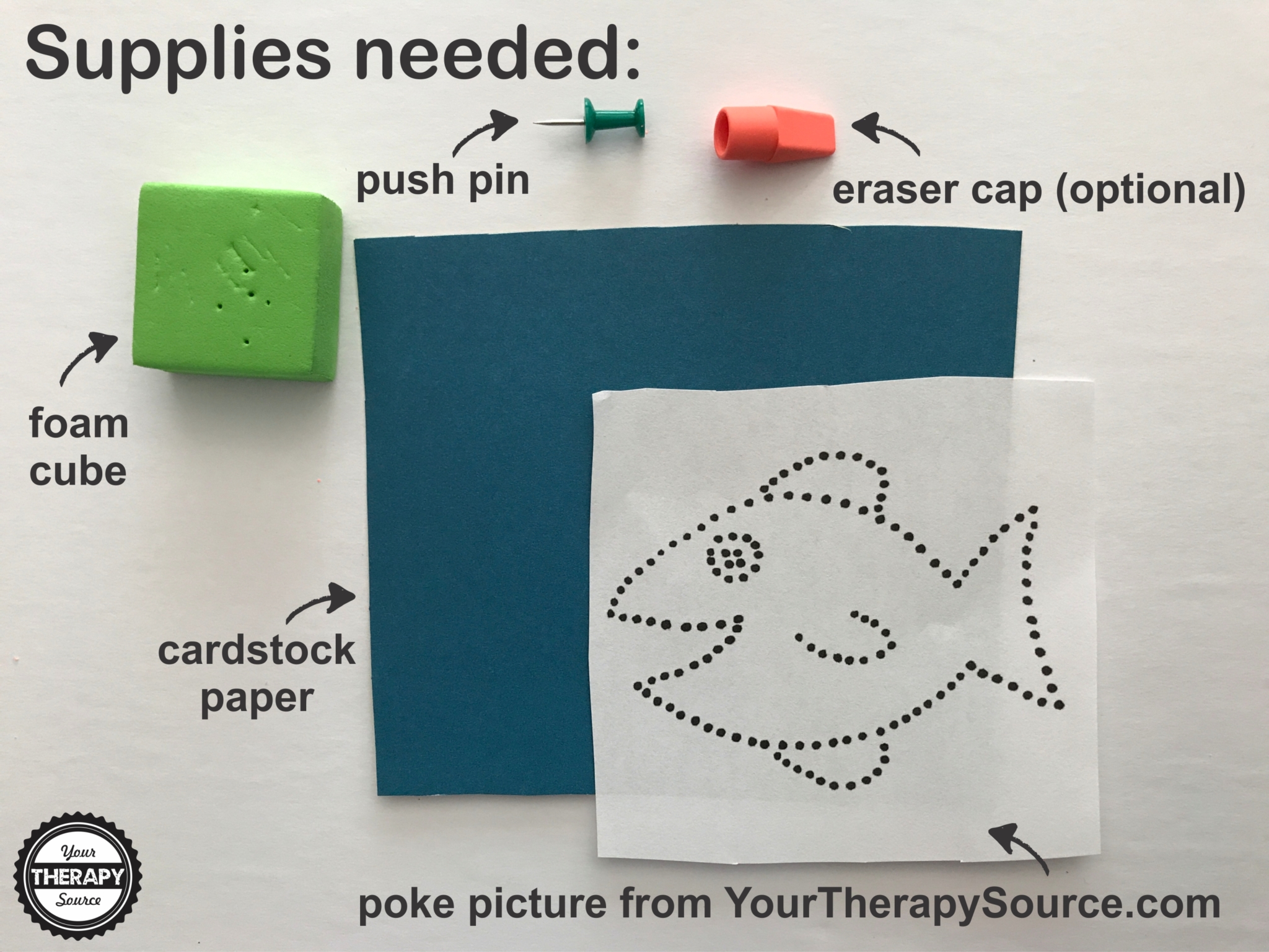 Supplies needed for picture poke freebie from Your Therapy Source
