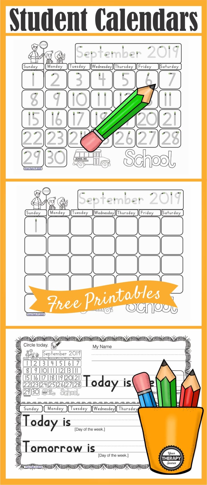 These FREE morning meeting calendar work printables, created by school-based Occupational Therapist Thia Triggs, provide differentiated instruction for students to participate during calendar time and morning work. This freebie is great for individual, group and contextually based therapy sessions. Reinforce your student’s IEP math and ELA goals while focusing on your own therapeutic objectives.
