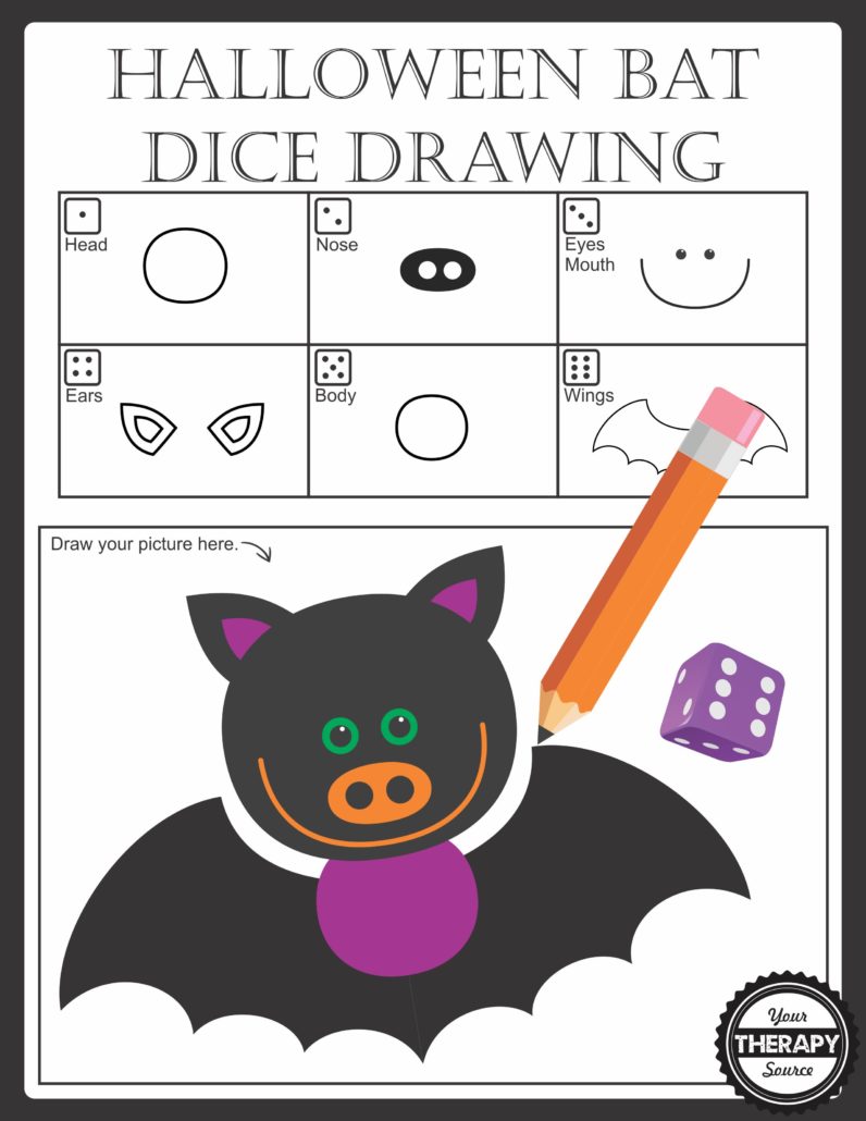 Halloween Bat Dice Drawing
