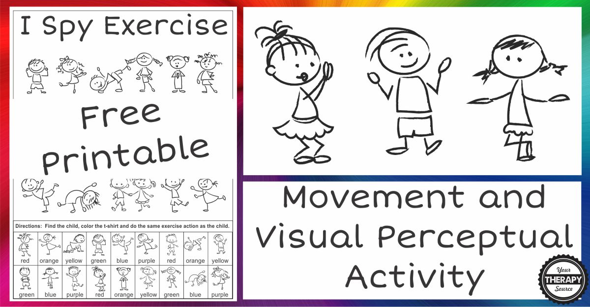 I Spy Exercise Movement and Visual Perceptual Activity Freebie